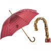Classic Red Stripe with Bamboo handle Umbrella